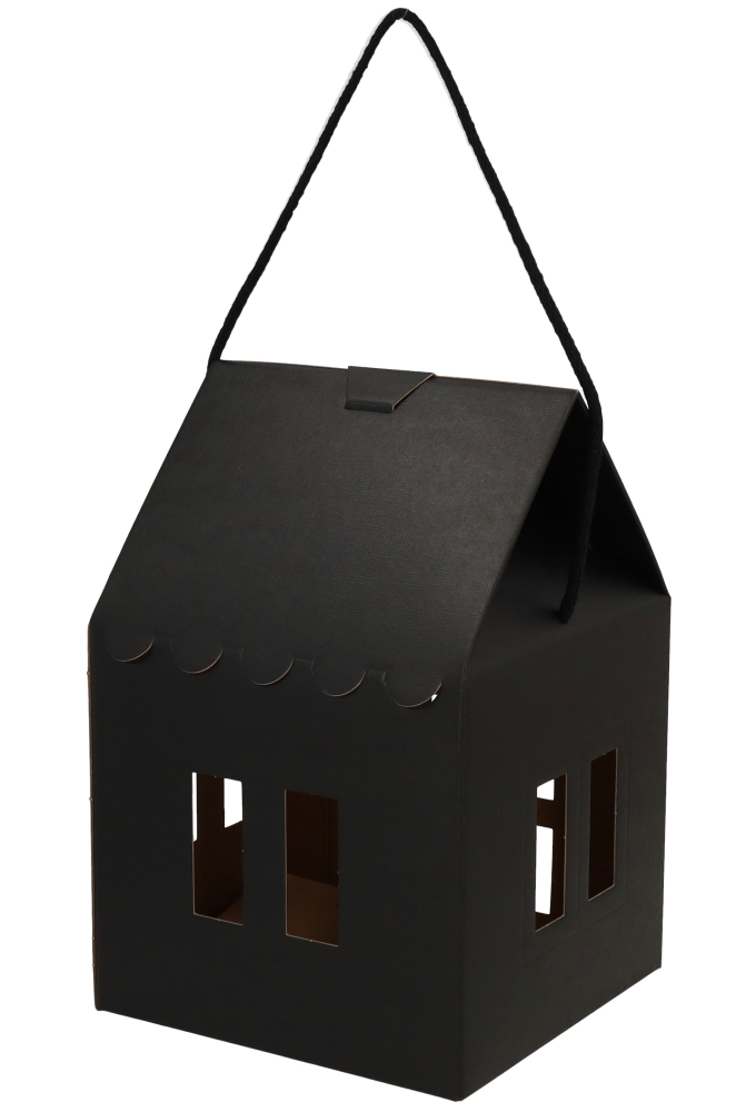 Geschenkdoos Huisje Zwart & Koord 20x20x18cm 40stuks