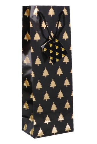Kerst Luxe Wijntasjes 1Fles Christmas Trees Gold 12.5x9x36.5cm 11stuks
