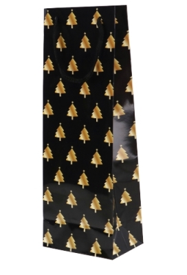 Kerst Luxe Wijntasjes 1Fles Christmas Trees Gold 12.5x9x36.5cm 11stuks Kerst Luxe Wijntasjes 1Fles Christmas Trees Gold 12.5x9x36.5cm 11stuks