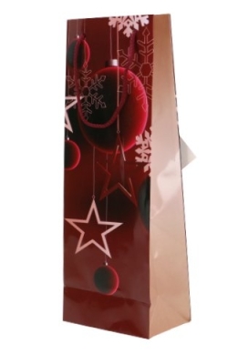 Kerst Luxe Wijntasjes 1Fles Red Stars Christmas 12.5x9x36.5cm 11stuks Kerst Luxe Wijntasjes 1Fles Red Stars Christmas 12.5x9x36.5cm 11stuks