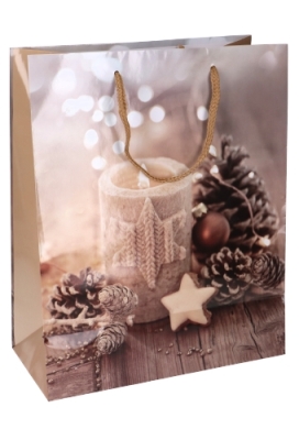 Kersttasjes Medium Pine Cone Christmas Candles 18x10x23cm 11stuks