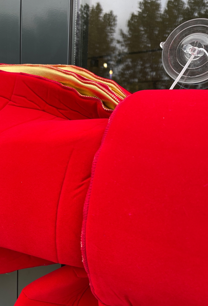 Deurstrik Sola Fluweel Bordeaux Goud metallic Deluxe 140x140cm