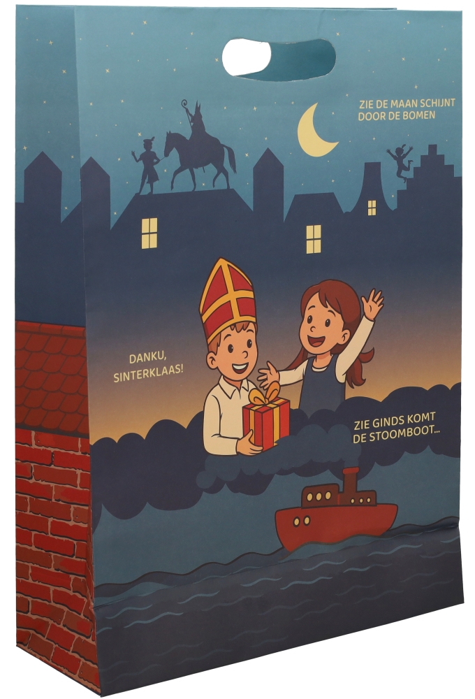 Papieren Sinttasjes Danku Sinterklaas 32x12x45cm 120gr 10stuks Papieren Sinttasjes Danku Sinterklaas 32x12x45cm 120gr 10stuks
