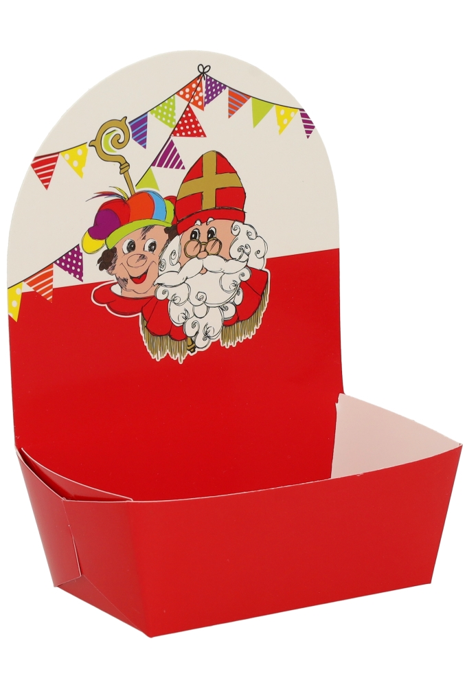 Korf doosjes Sint & Piet Met Vlaggetjes 11x7x4.5+12cm 36stuks