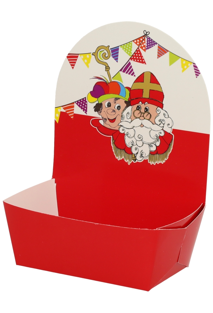Korf doosjes Sint & Piet Met Vlaggetjes 11x7x4.5+12cm 36stuks
