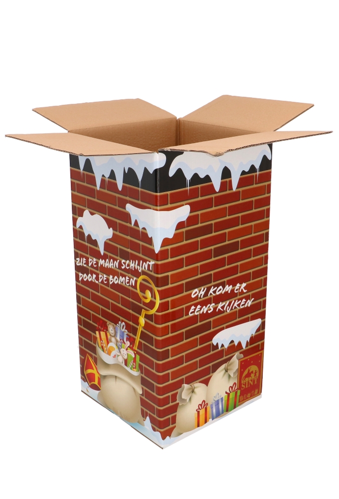 Sintgeschenkdoos Sinterklaas Schoorsteen Glans 22x22x44cm 15stuks