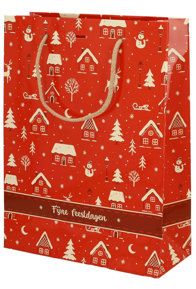 Kersttasjes Winter Sfeer Feestdagen & Lintgleuf 24X10X32cm 10stuks