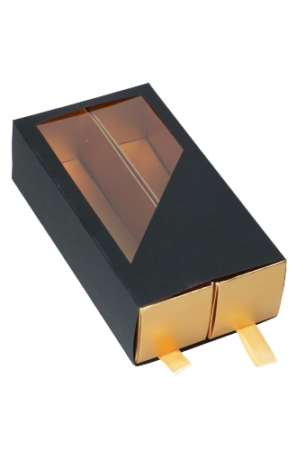 Bonbondoosje 2 Ladeboxje Zwart Mat & Goud Mat Hoog 16x8.6x4.5cm 9st