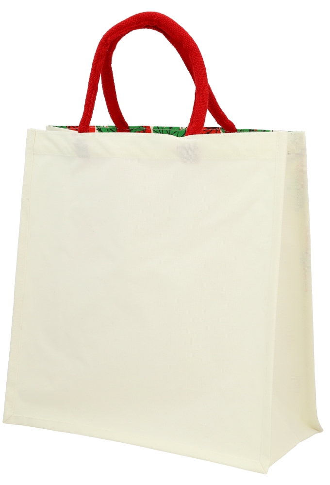 Draagtas Katoen Christmas Rendier Wit 37x37x15cm 10stuks