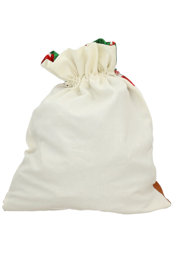 Luxe Kerstzak Katoen Christmas Rendier Wit 38x50cm 10stuks