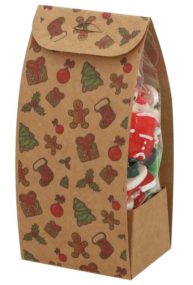Kerstdoosje Brela Met Venster & Zakje 200gram 7x5.5x15cm 10 stuks Kerstdoosje Brela Met Venster & Zakje 200gram 7x5.5x15cm 10 stuks