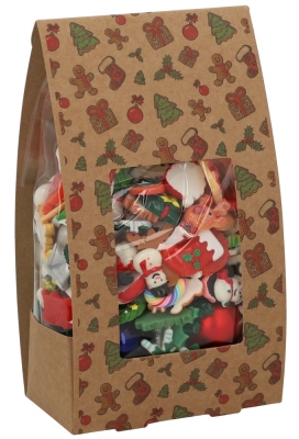 Kerstdoosje Brela Met Venster & Zakje 400gram 11x6.5x20cm 10 stuks Kerstdoosje Brela Met Venster & Zakje 400gram 11x6.5x20cm 10 stuks