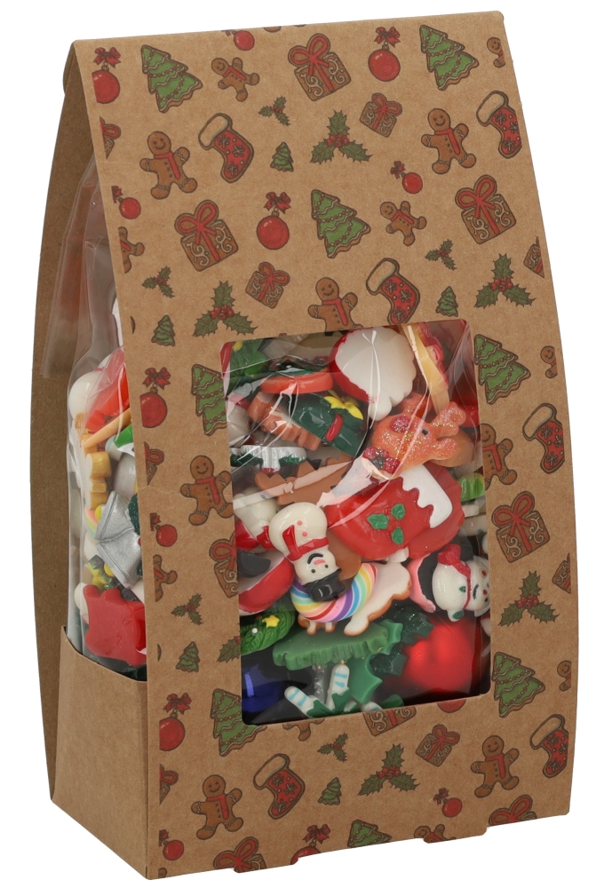 Kerstdoosje Brela Met Venster & Zakje 400gram 11x6.5x20cm 10 stuks