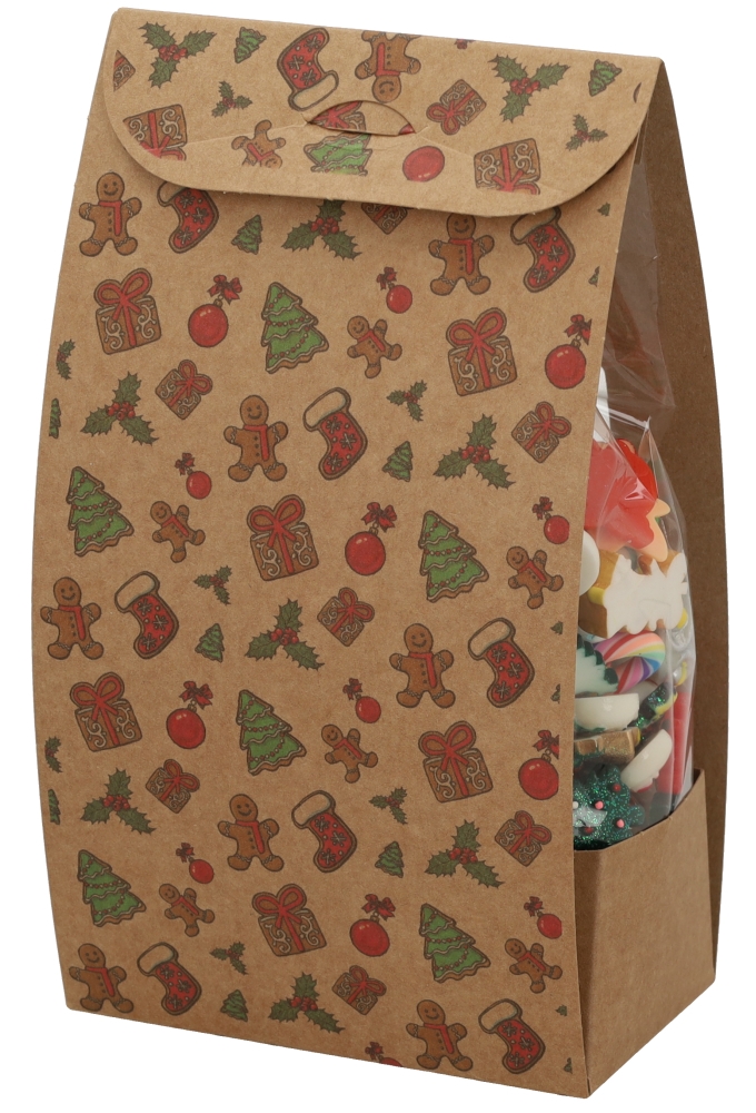 Kerstdoosje Brela Met Venster & Zakje 400gram 11x6.5x20cm 10 stuks