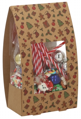 Kerstdoosje Brela Met Venster & Zakje 600gram 13x7.5x23cm 10 stuks Kerstdoosje Brela Met Venster & Zakje 600gram 13x7.5x23cm 10 stuks