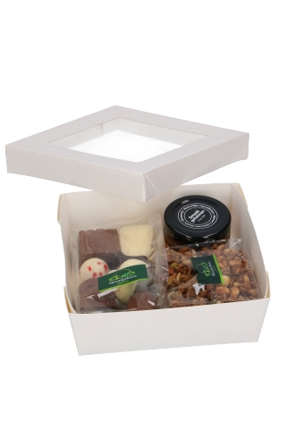 Dekseldoos Tomar Wit Met Deksel & Venster 14x14x5cm 270gram 25stuks