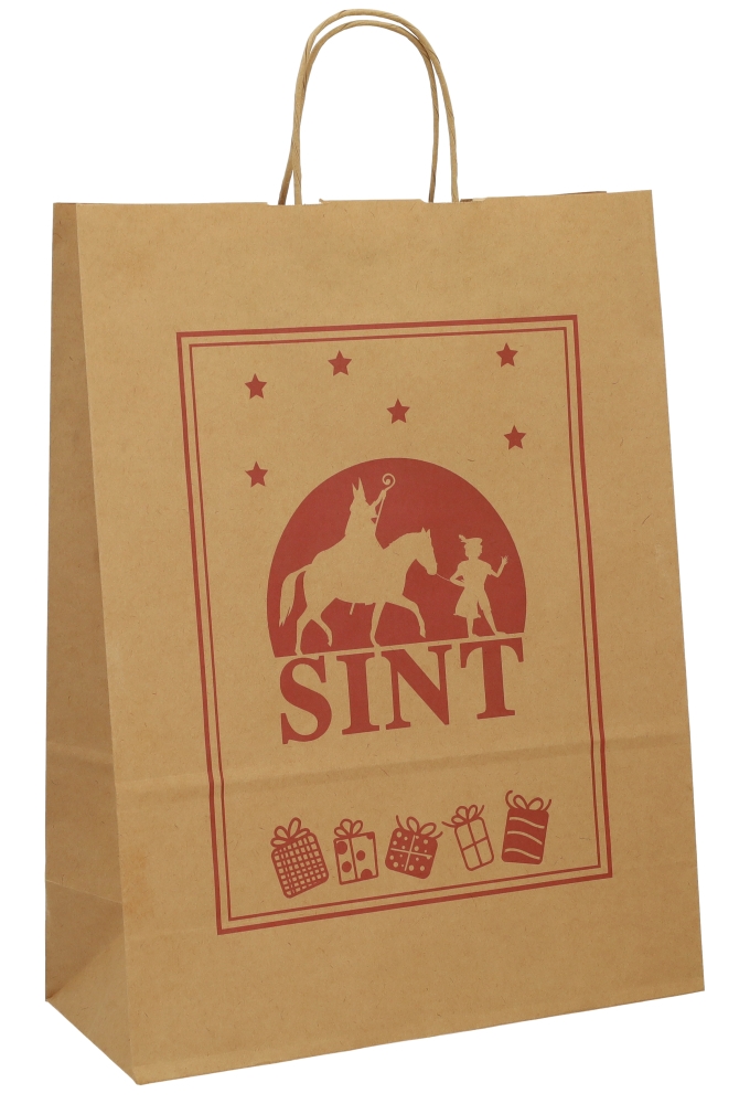 Papieren Draagtas & Handvat Sint Kraft A3 32x14x42cm 50stuks