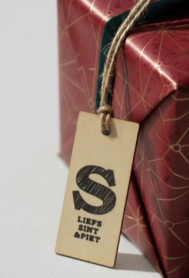 Houten Labels Sinterklaas Assorti Ophang Gaatje 2,6x5cm 50st