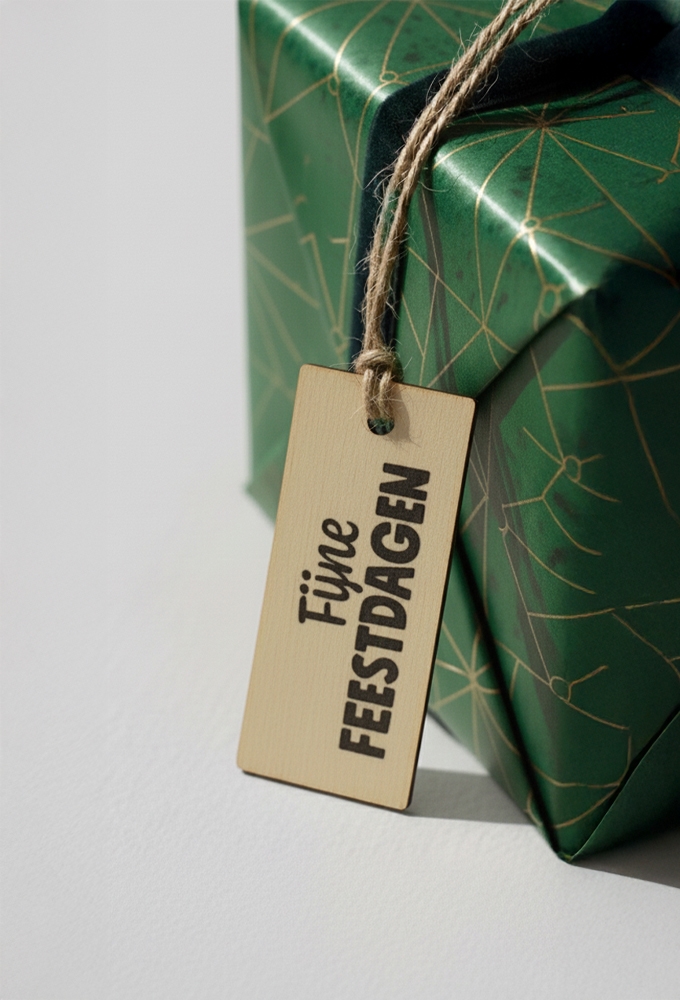 Houten Kerstdecoratie Label Xmas Assorti Ophang Gaatje 2,6x5cm 50st