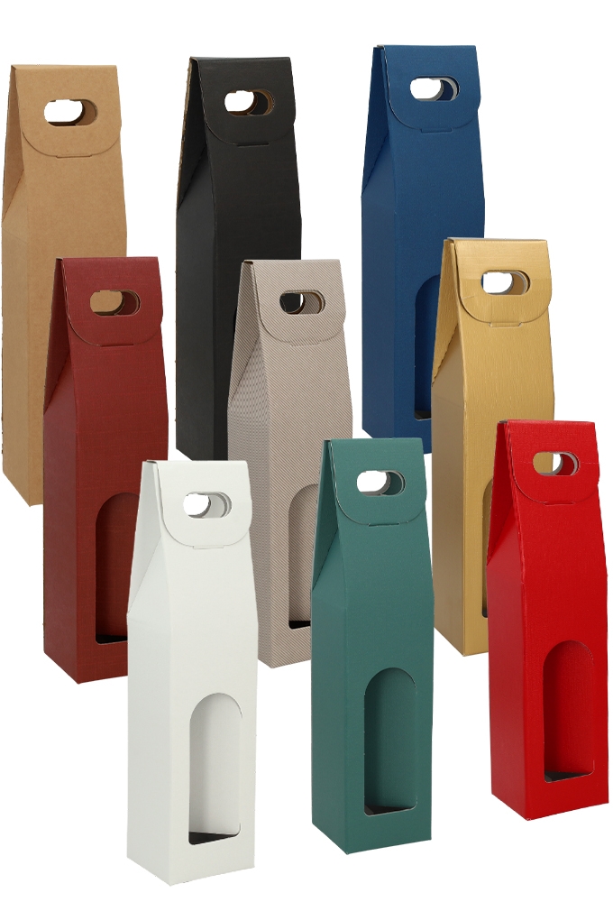 Luxe Wijndozen Multikleur & Venster 1 fles 9x9x38.5cm 9stuks