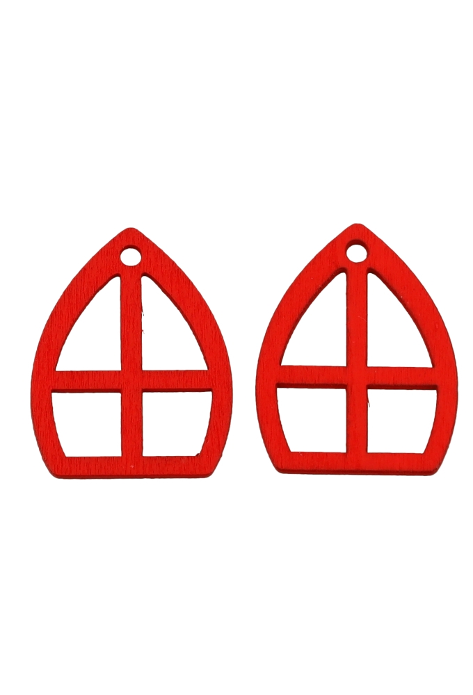 Houten Sintdecoratie Mijter Rood Met Ophang Gaatje 3x4cm 100stuks