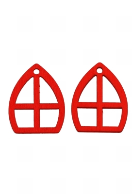 Houten Sintdecoratie Mijter Rood Met Ophang Gaatje 3x4cm 100stuks