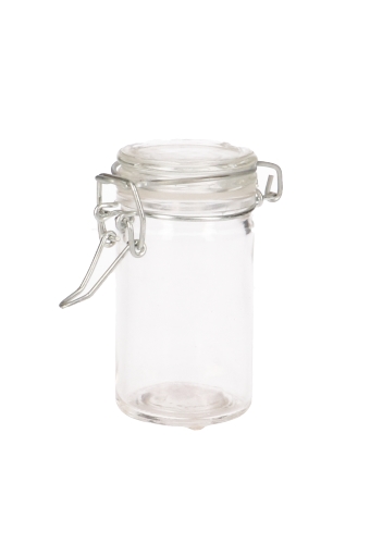 Glazen Weckpotje Rond Met Deksel & Zinken Beugel 4.5x4.5x8.5cm 6 stuks