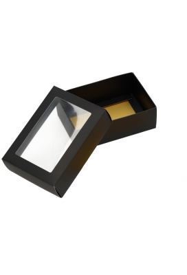 Geschenkdoos Brussel Zwart & Goud Met Venster FSC® 11.6x11.x5.5cm 10st