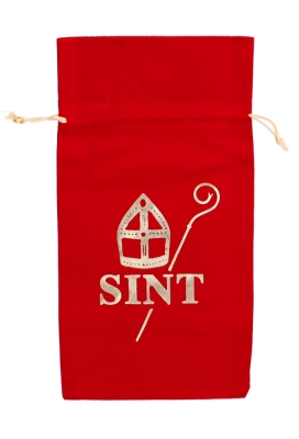 Luxe Fluweel Sintzakjes Rood Sint Mijter & Staf Goud 38x50cm 10stuks Luxe Fluweel Sintzakjes Rood Sint Mijter & Staf Goud 38x50cm 10stuks