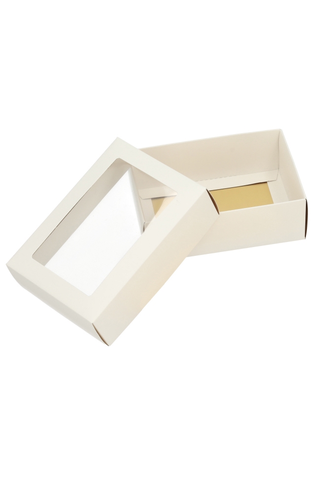 Geschenkdoos Brussel Wit & Goud Met Venster FSC® 16.5x11x5.5cm 10st