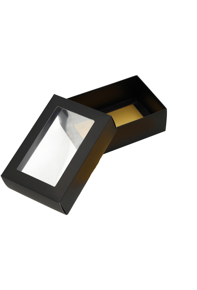 Geschenkdoos Brussel  Zwart & Goud Met Venster FSC® 13x9x4.5cm 10st