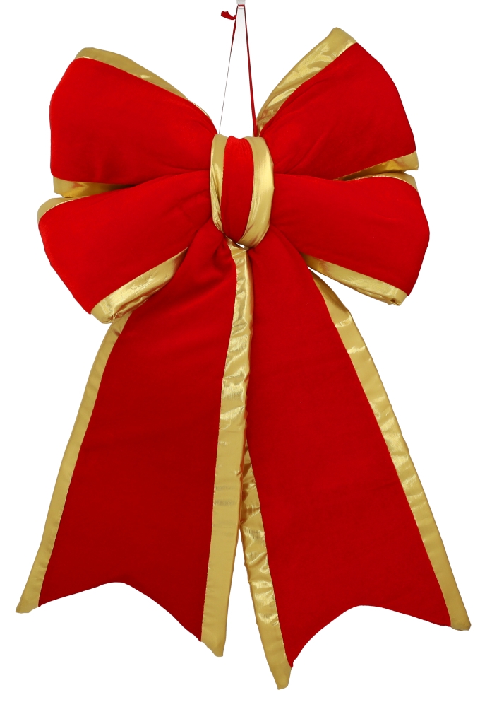 Decoratie Strik Lindos Velvet Rood Dubbele Lus & Goud 43x80cm 1 stuks