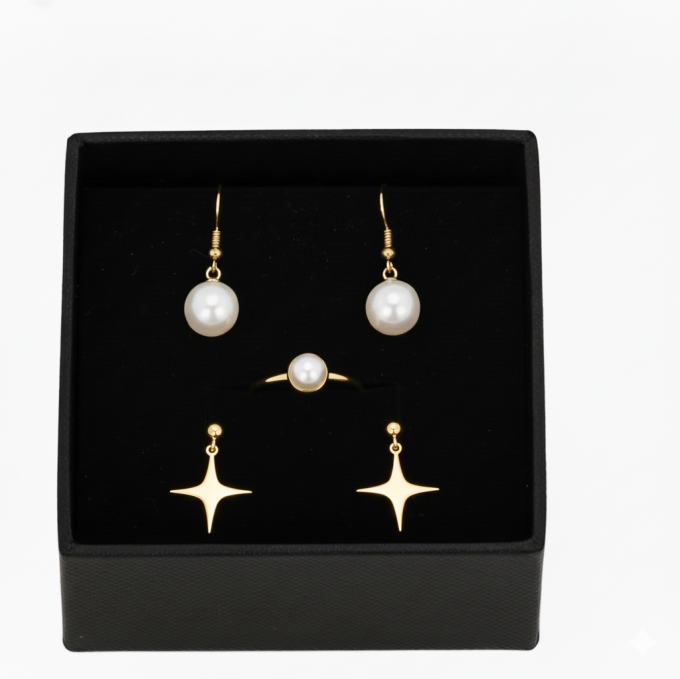 Sieradendoosjes Nora Zwart 9x9x3cm 4stuks