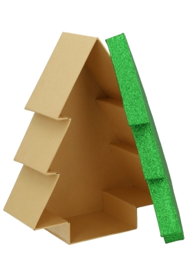 Geschenkdoos Met Deksel Glitter Kerstboom Groen Groot 26.7cm 1 stuk
