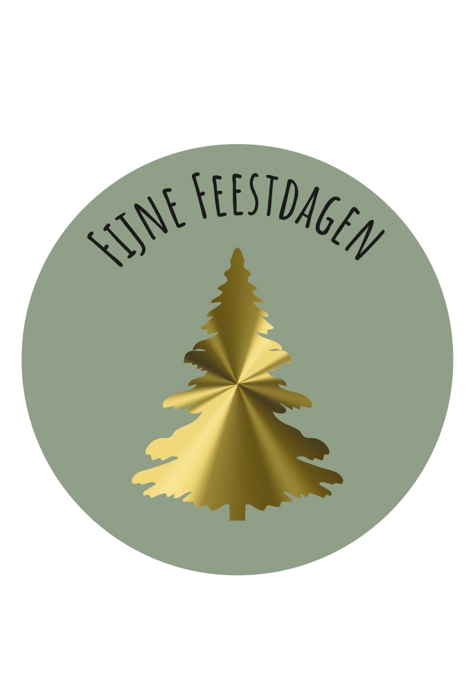 Etiketten Kerstboom Fijne Feestdagen Groen Goud Metallic 3.9m 250stuks