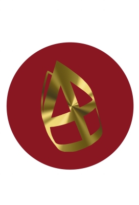 Etiketten Sint Mijter Bordeaux Goud Metallic 3.9cm 250stuks