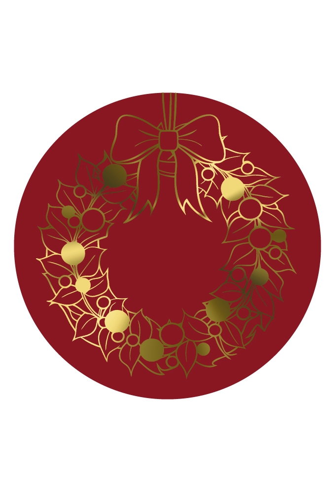 Etiketten Kerst Krans Bordeaux Goud Metallic 3.9m 250stuks