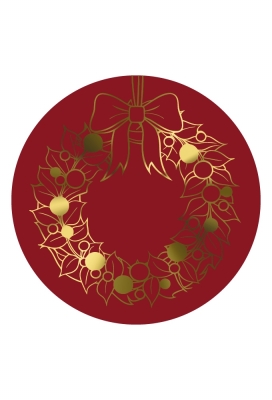 Etiketten Kerst Krans Bordeaux Goud Metallic 3.9m 250stuks