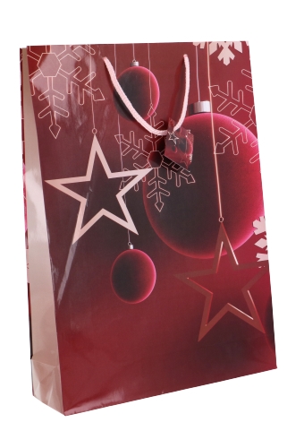 Kersttasjes Jumbo Red Stars Christmas 33x10x45.5cm 11 stuks