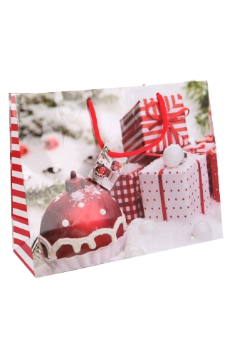 Kersttasjes Groot Laag Kerstcadeau In De Sneeuw 32x12.5x27cm 11stuks