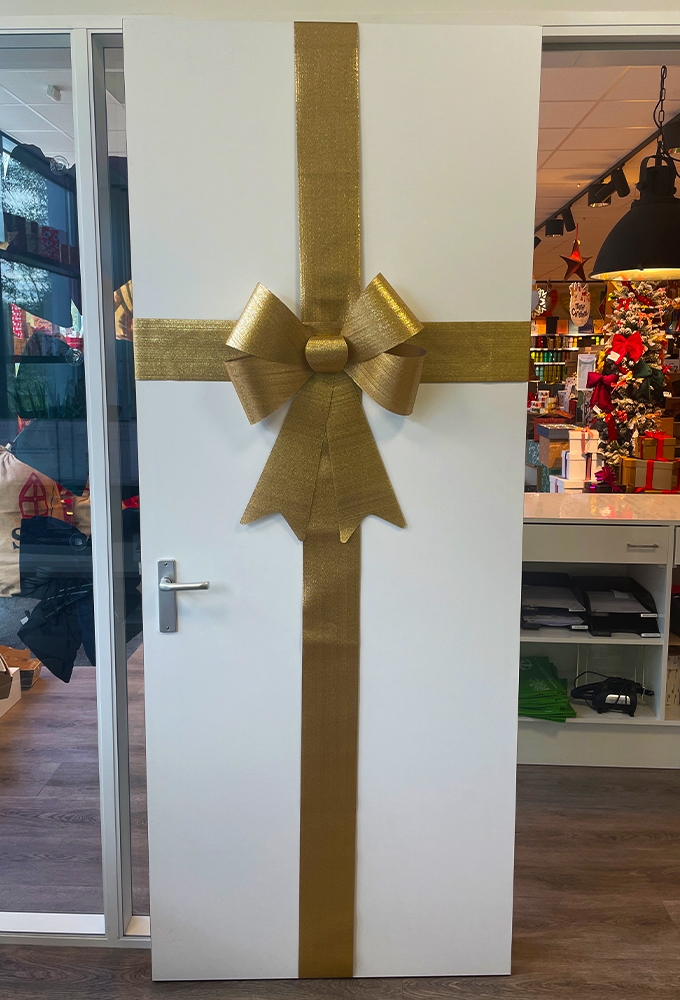 Deurstrik Dubbel Goud Hawai 50x33+27cm & Zuignap lint 14cm