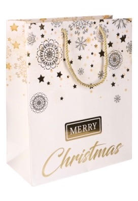 Luxe Kersttasjes Jumbo Merry Christmas Gold 33x10x45.5cm 9stuks Luxe Kersttasjes Jumbo Merry Christmas Gold 33x10x45.5cm 9stuks
