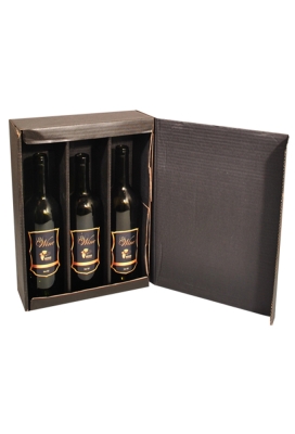 Wijndoos 3 fles Zwart 36x25.5x9.5cm FSC® 25stuks
