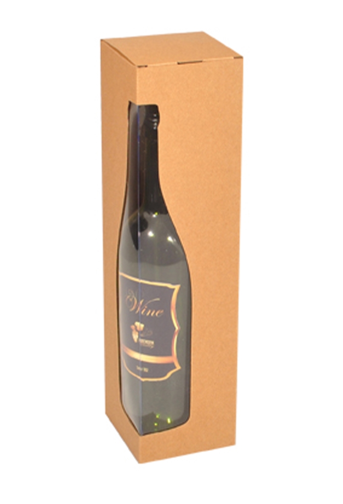 Wijndoos 1 fles Kraf Hoek Venster 9,5x9,5x36cm FSC® 50stuks