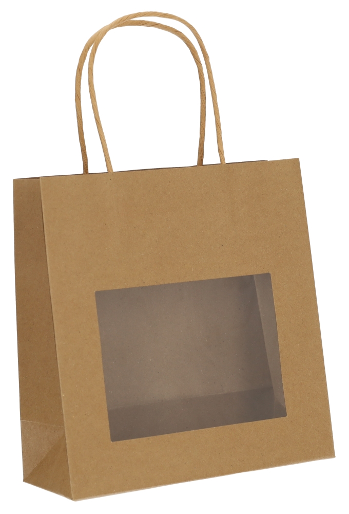 Kadotasjes Lenno Met Handvat & Venster Kraft 18x8x19cm 12stuks