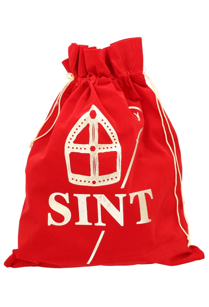 Luxe Fluweel Sintzakjes Rood Sint Mijter & Staf Goud 28x41cm 10stuks