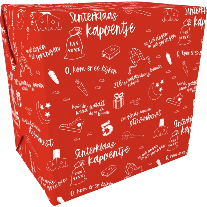 Sintpapier Gecoat Sinterklaas Kapoentje rood 50cm x 200m 80gr OP IS OP