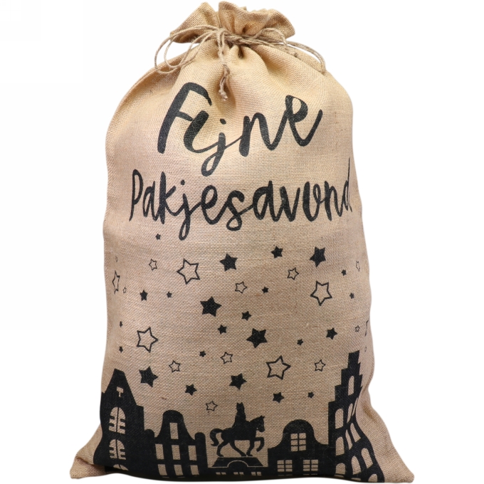 Sint Jutezak Sint Fijne Pakjesavond 50x80cm Met Koord OP IS OP