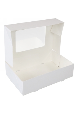 Gebaksdoos Wit Met Klep & Venster 17x12.5x5cm 290gr 250stuks