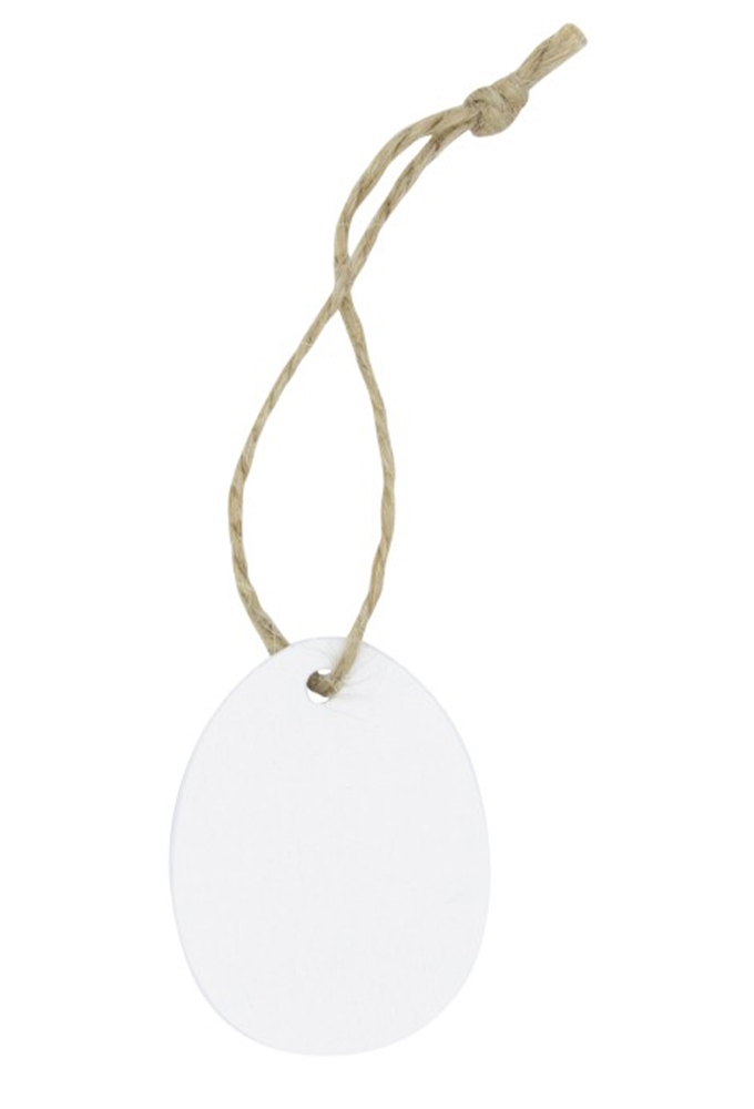 Houten Deco Easter Wit Paas Ei & Koordje 4.5 x 3.5cm 36stuks